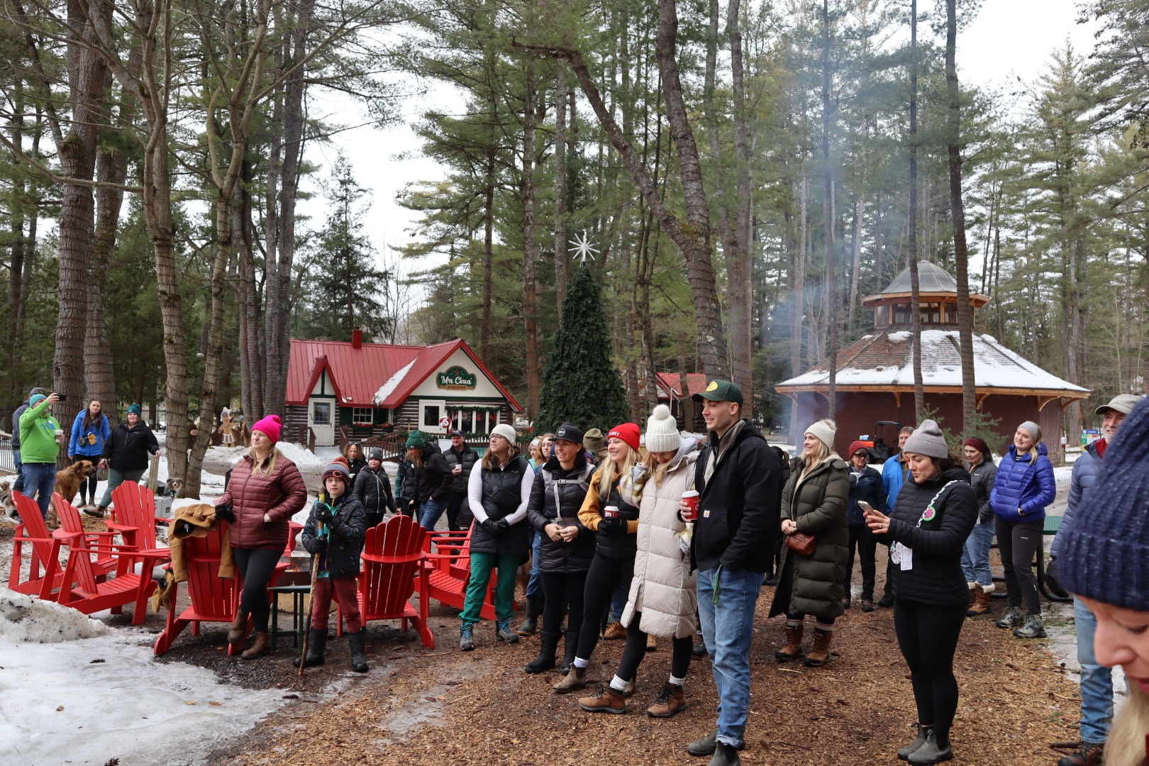 event participants gather around the campfire