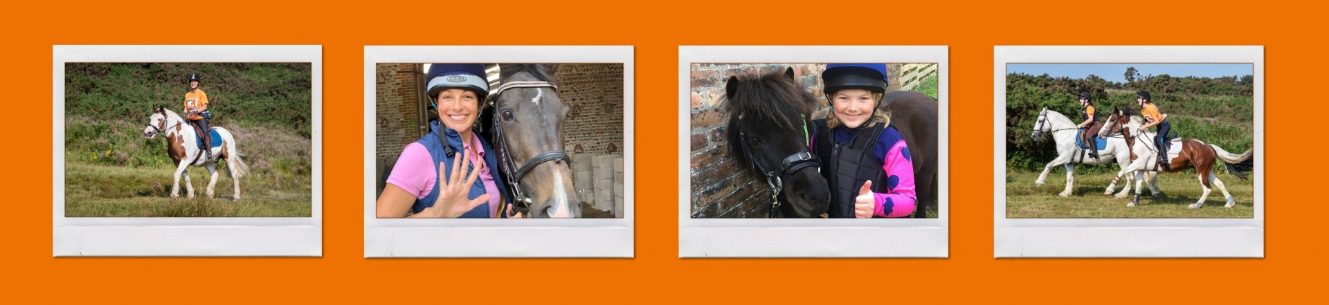 collage with three photos of horse riders